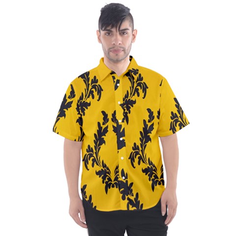 Yellow Regal Filagree Pattern Men s Short Sleeve Shirt by artworkshop