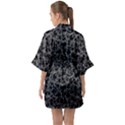 Black And Alien Drawing Motif Pattern Half Sleeve Satin Kimono  View2