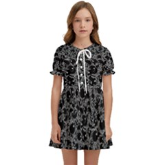 Black And Alien Drawing Motif Pattern Kids  Sweet Collar Dress by dflcprintsclothing