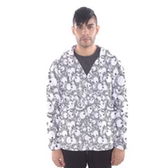 Black And White Alien Drawing Motif Pattern Men s Hooded Windbreaker by dflcprintsclothing