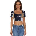 Ski Mask  Short Sleeve Square Neckline Crop Top  View1