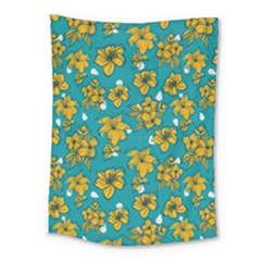 Turquoise And Yellow Floral Medium Tapestry