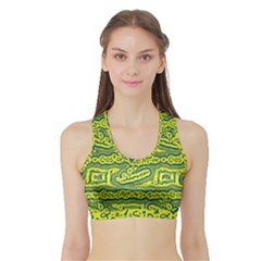 Abstract Background Graphic Sports Bra With Border