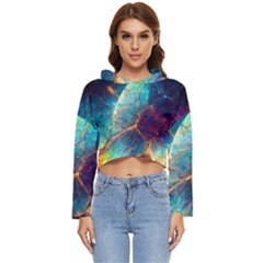 Abstract Galactic Wallpaper Women s Lightweight Cropped Hoodie