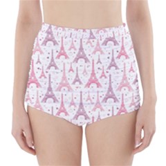 Eiffel Tower Pattern Wallpaper High-waisted Bikini Bottoms by Ravend