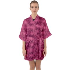 Elegant Pink Floral Geometric Pattern Half Sleeve Satin Kimono  by dflcprintsclothing