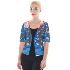 Abstract T- Shirt Abstract 6 Cropped Button Cardigan