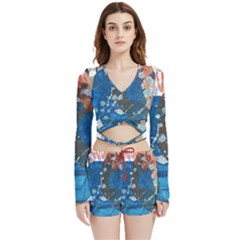 Abstract T- Shirt Abstract 6 Velvet Wrap Crop Top And Shorts Set by maxcute