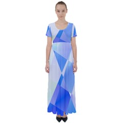 Abstract T- Shirt Blue Abstract Chess Cell Pattern Minimalism T- Shirt High Waist Short Sleeve Maxi Dress by maxcute