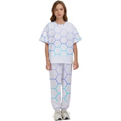 Abstract T- Shirt Honeycomb Pattern 6 Kids  Tee And Pants Sports Set