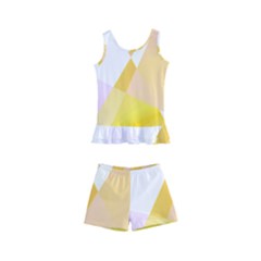 Abstract T- Shirt Yellow Chess Cell Abstract Pattern T- Shirt Kids  Boyleg Swimsuit by maxcute