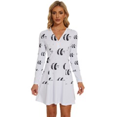 Animal T- Shirt Funny Unique Animal 5 Long Sleeve Deep V Mini Dress 