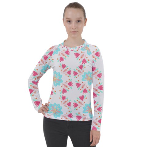 Batik T- Shirt Batik Flower Pattern 6 Women s Pique Long Sleeve Tee by maxcute