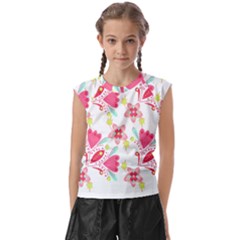 Batik T- Shirt Batik Flower Pattern 7 Kids  Raglan Cap Sleeve Tee