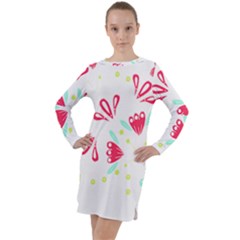 Batik T- Shirt Batik Flower Pattern T- Shirt Long Sleeve Hoodie Dress by maxcute