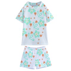 Batik T- Shirt Batik Flowers Pattern 15 Kids  Swim Tee And Shorts Set by maxcute