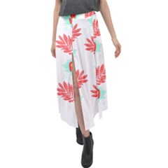 Batik T- Shirt Batik Flowers Pattern 17 Velour Split Maxi Skirt