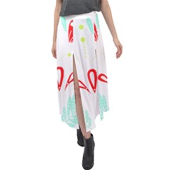 Batik T- Shirt Batik Flowers Pattern 4 Velour Split Maxi Skirt by maxcute