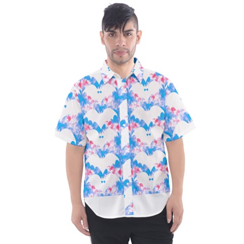 Bats Pattern T- Shirt White Bats And Bows Blue Pink T- Shirt Men s Short Sleeve Shirt by maxcute