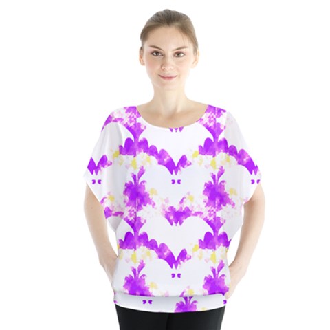 Bats Pattern T- Shirt White Bats And Bows Pink Yellow T- Shirt Batwing Chiffon Blouse by maxcute