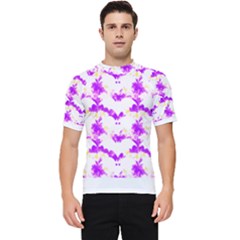 Bats Pattern T- Shirt White Bats And Bows Pink Yellow T- Shirt Men s Short Sleeve Rash Guard by maxcute