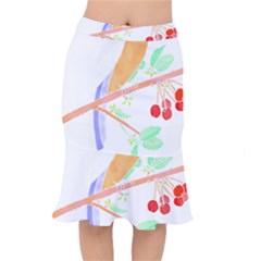 Birds Illustration T- Shirtbird T- Shirt (8) Short Mermaid Skirt by maxcute