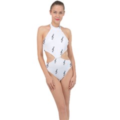 Black And White Pattern T- Shirt Black And White Pattern 7 Halter Side Cut Swimsuit by maxcute