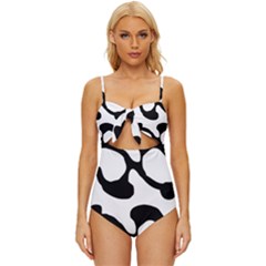 Black And White Swirl Pattern T- Shirt Black And White Swirl Pattern T- Shirt Knot Front One-piece Swimsuit by maxcute