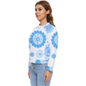 Blue Flowers T- Shirt Blue Psychedelic Floral Power Pattern T- Shirt Women s Long Sleeve Raglan Tee View2