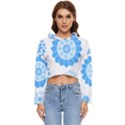 Blue Flowers T- Shirt Blue Psychedelic Floral Power Pattern T- Shirt Women s Lightweight Cropped Hoodie View1