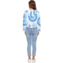 Blue Flowers T- Shirt Blue Psychedelic Floral Power Pattern T- Shirt Women s Lightweight Cropped Hoodie View4