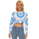 Blue Flowers T- Shirt Blue Psychedelic Floral Power Pattern T- Shirt Lightweight Long Sleeve Sweatshirt View1