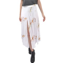 Boho Feather Pattern T- Shirt Boho Feather Pattern 8 Velour Split Maxi Skirt by maxcute