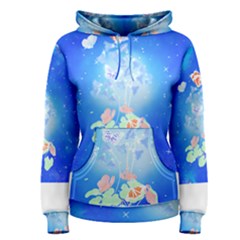 Butterflies T- Shirt Serenity Blue Floral Design With Butterflies T- Shirt Women s Pullover Hoodie by maxcute