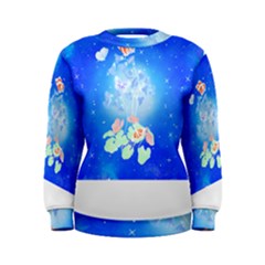 Butterflies T- Shirt Serenity Blue Floral Design With Butterflies T- Shirt Women s Sweatshirt by maxcute