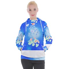 Butterflies T- Shirt Serenity Blue Floral Design With Butterflies T- Shirt Women s Hooded Pullover by maxcute