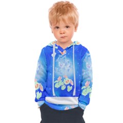 Butterflies T- Shirt Serenity Blue Floral Design With Butterflies T- Shirt Kids  Overhead Hoodie by maxcute