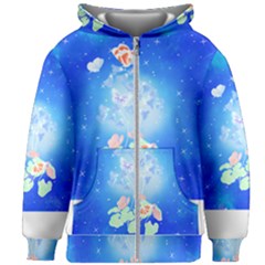 Butterflies T- Shirt Serenity Blue Floral Design With Butterflies T- Shirt Kids  Zipper Hoodie Without Drawstring by maxcute