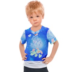 Butterflies T- Shirt Serenity Blue Floral Design With Butterflies T- Shirt Kids  Sports Tee