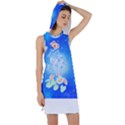 Butterflies T- Shirt Serenity Blue Floral Design With Butterflies T- Shirt Racer Back Hoodie Dress View1