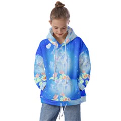 Butterflies T- Shirt Serenity Blue Floral Design With Butterflies T- Shirt Kids  Oversized Hoodie by maxcute