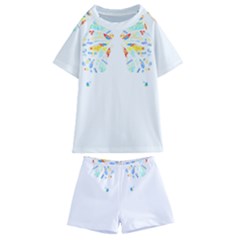 Butterfly Art T- Shirtbutterfly T- Shirt (2) Kids  Swim Tee And Shorts Set