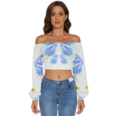 Butterfly Art T- Shirtbutterfly T- Shirt (7) Long Sleeve Crinkled Weave Crop Top by maxcute