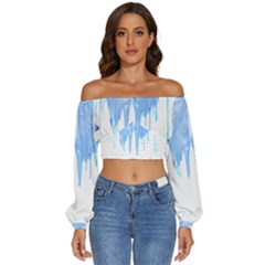 Butterfly Art T- Shirtmelting Butterfly Blue Wings Art  Design T- Shirt Long Sleeve Crinkled Weave Crop Top by maxcute