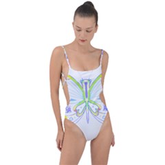 Butterfly Design T- Shirtbutterfly T- Shirt (2) Tie Strap One Piece Swimsuit by maxcute