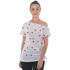 Cat Pattern T- Shirthappy Black Cats Seamless Pattern T- Shirt Off Shoulder Tie-up Tee