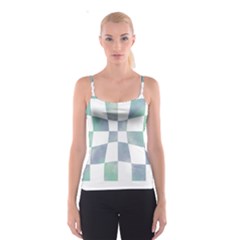 Checkerboard T- Shirt Psychedelic Watercolor Check Aqua T- Shirt Spaghetti Strap Top by maxcute