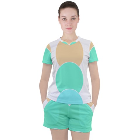 Circle T- Shirt Geo Metric Hues T- Shirt Women s Tee And Shorts Set by maxcute