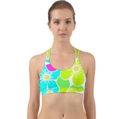 Colorful Flower T- Shirtcolorful Blooming Flower, Flowery, Floral Pattern T- Shirt Back Web Sports Bra by maxcute