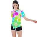 Colorful Flower T- Shirtcolorful Blooming Flower, Flowery, Floral Pattern T- Shirt Asymmetrical Short Sleeve Sports Tee View1